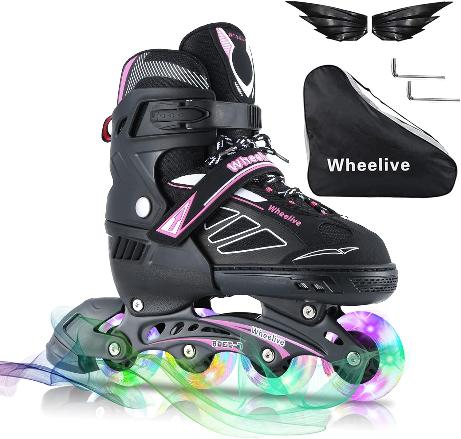 Adjustable Inline Skates for Kids and Adults, Roller Skates Performance Skates with Light Up Wheels Ideal for Youth Boys and Girls, Men and Women