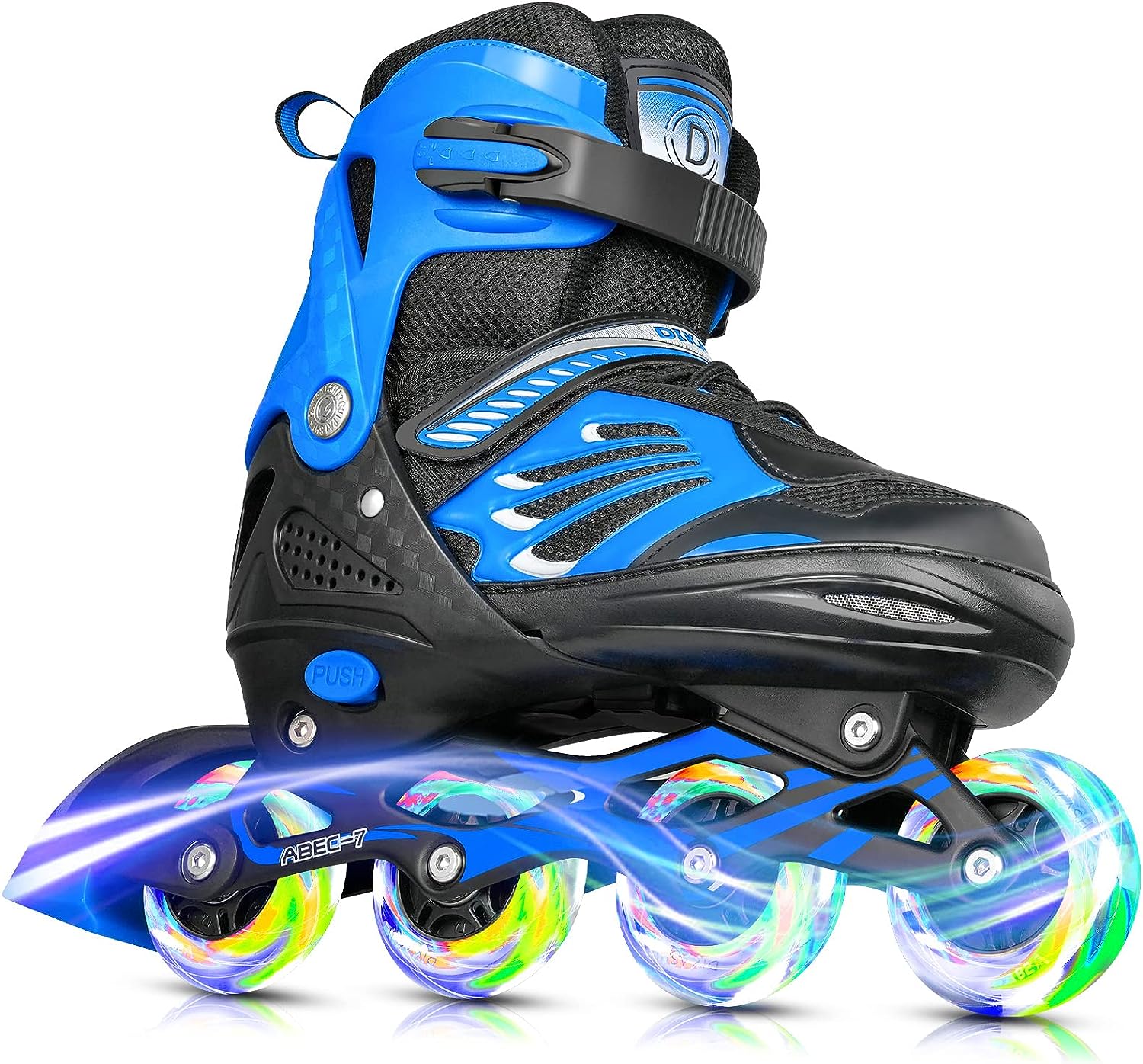 Black/Blue/Red Adjustable Inline Skates Boys Girls Kids Women Men Size,Light Up Adult Roller Inline Skates for Women Outdoor and Indoor